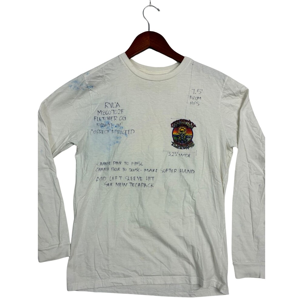 RVCA Christian Fletcher ANP Sample Long Sleeve Shirt Men's M Skeleton Surf